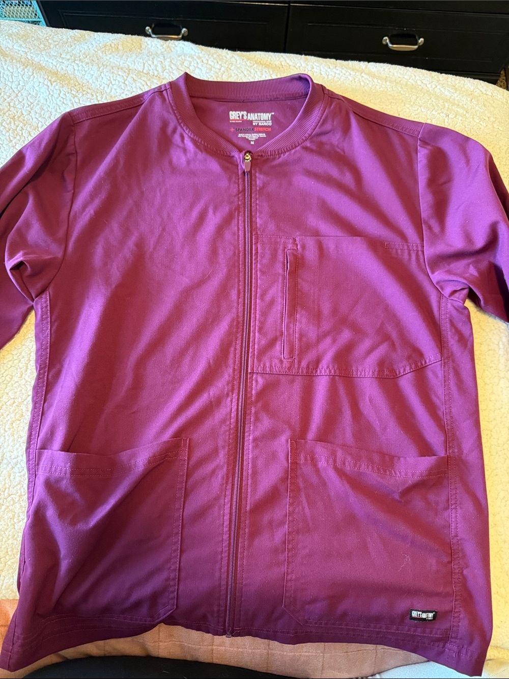 Grey's Anatomy Women's Zip Front Scrub Jacket - Berry